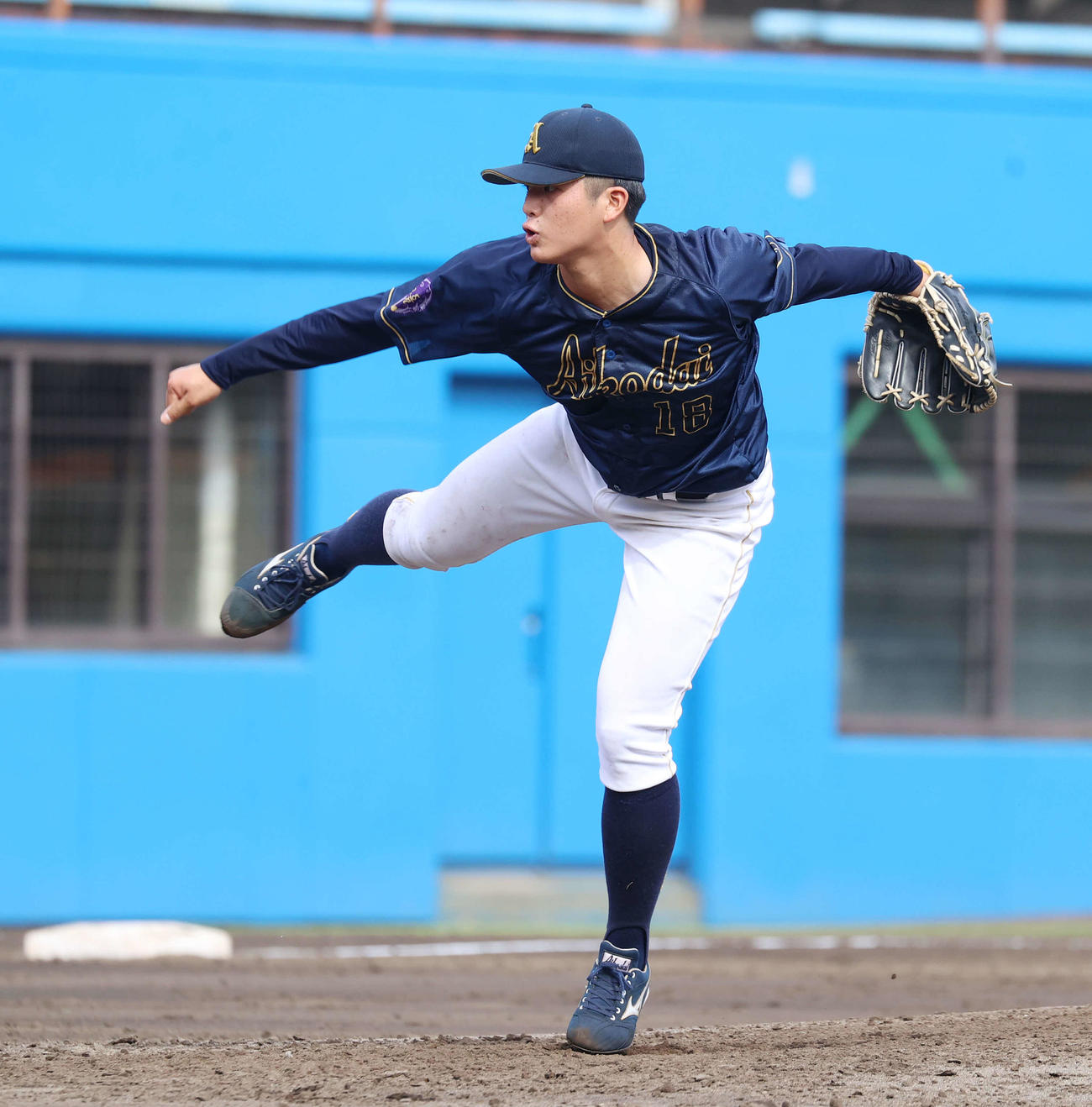 紅白戦の第1試合　7回に登板した愛工大・中村（撮影・河野匠）