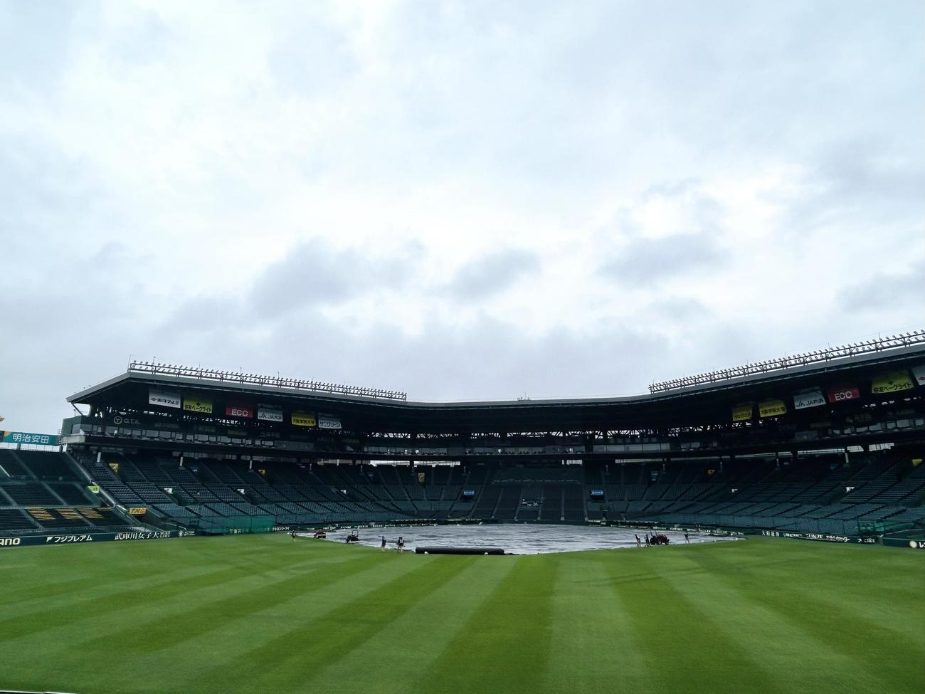 曇天の甲子園球場（撮影・加藤哉）