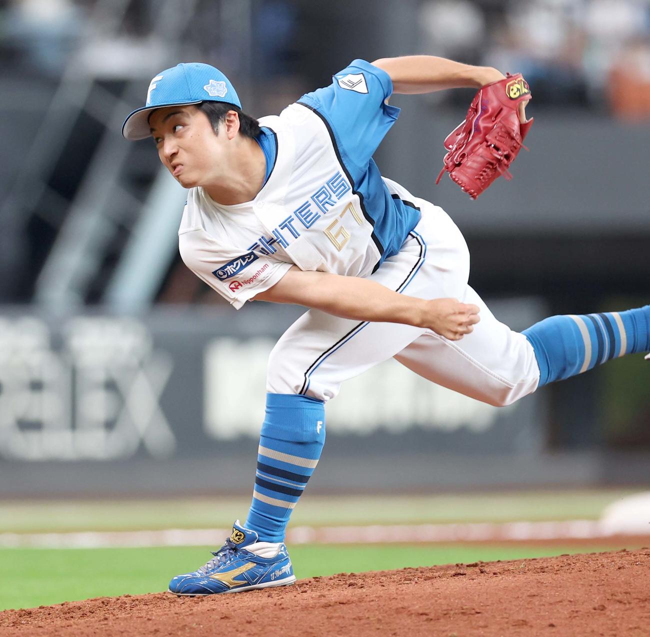 日本ハム対楽天　6回に登板の山本拓（撮影・黒川智章）