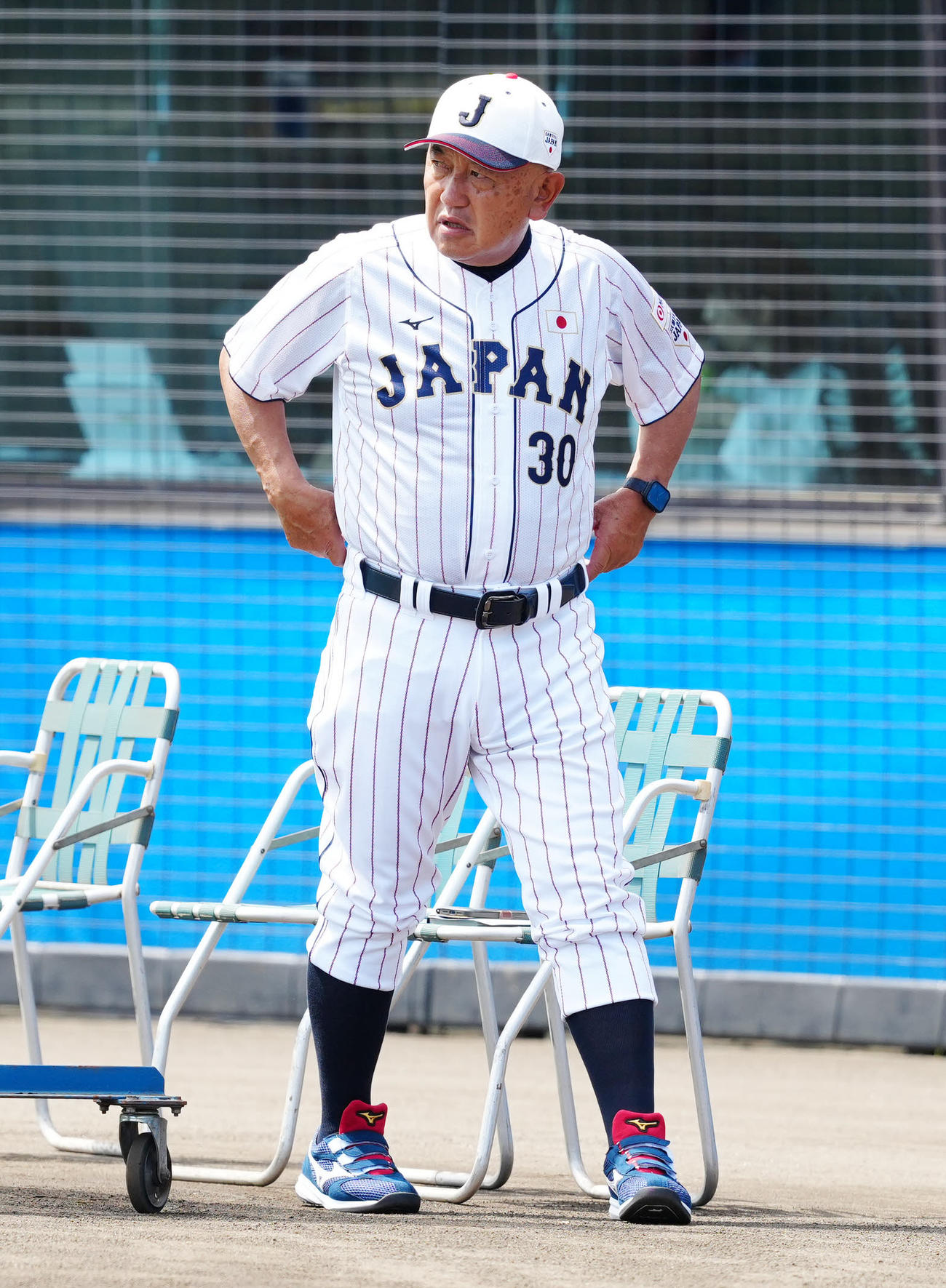 侍ジャパン大学日本代表候補選考合宿に臨む堀井監督（撮影・江口和貴）