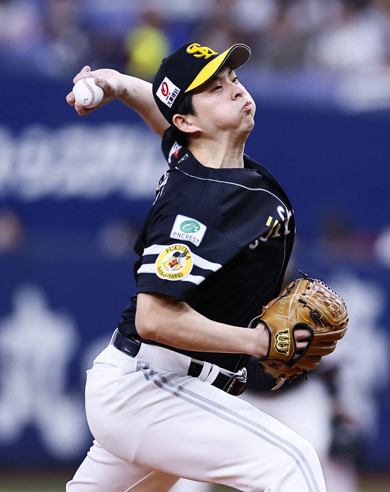オリックス対ソフトバンク　7回、力投するソフトバンク大関（撮影・藤尾明華）