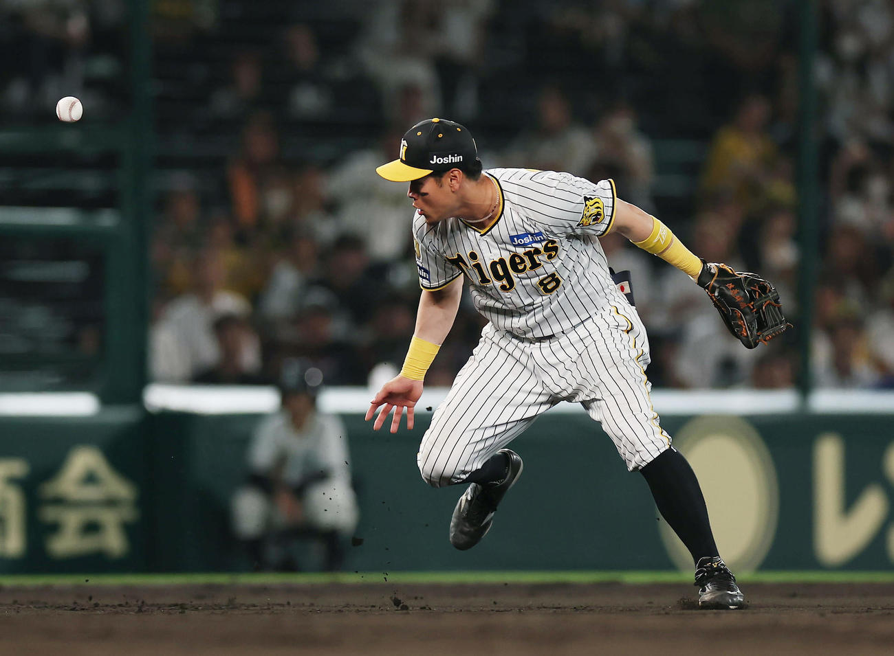 阪神対中日　12回表中日無死、福永の打球をはじく三塁手佐藤輝（撮影・前田充）