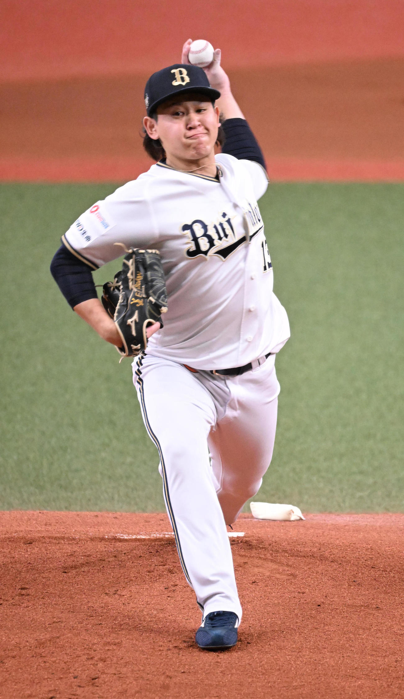 オリックス対ソフトバンク　先発するオリックス宮城（撮影・和賀正仁）
