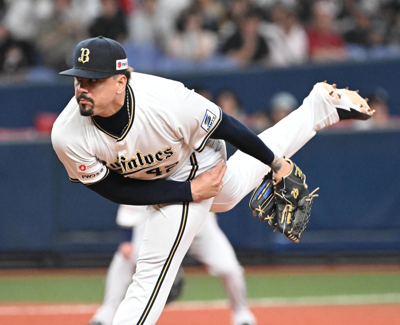 オリックス対ソフトバンク　9回に登板するオリックスのマチャド（撮影・和賀正仁）