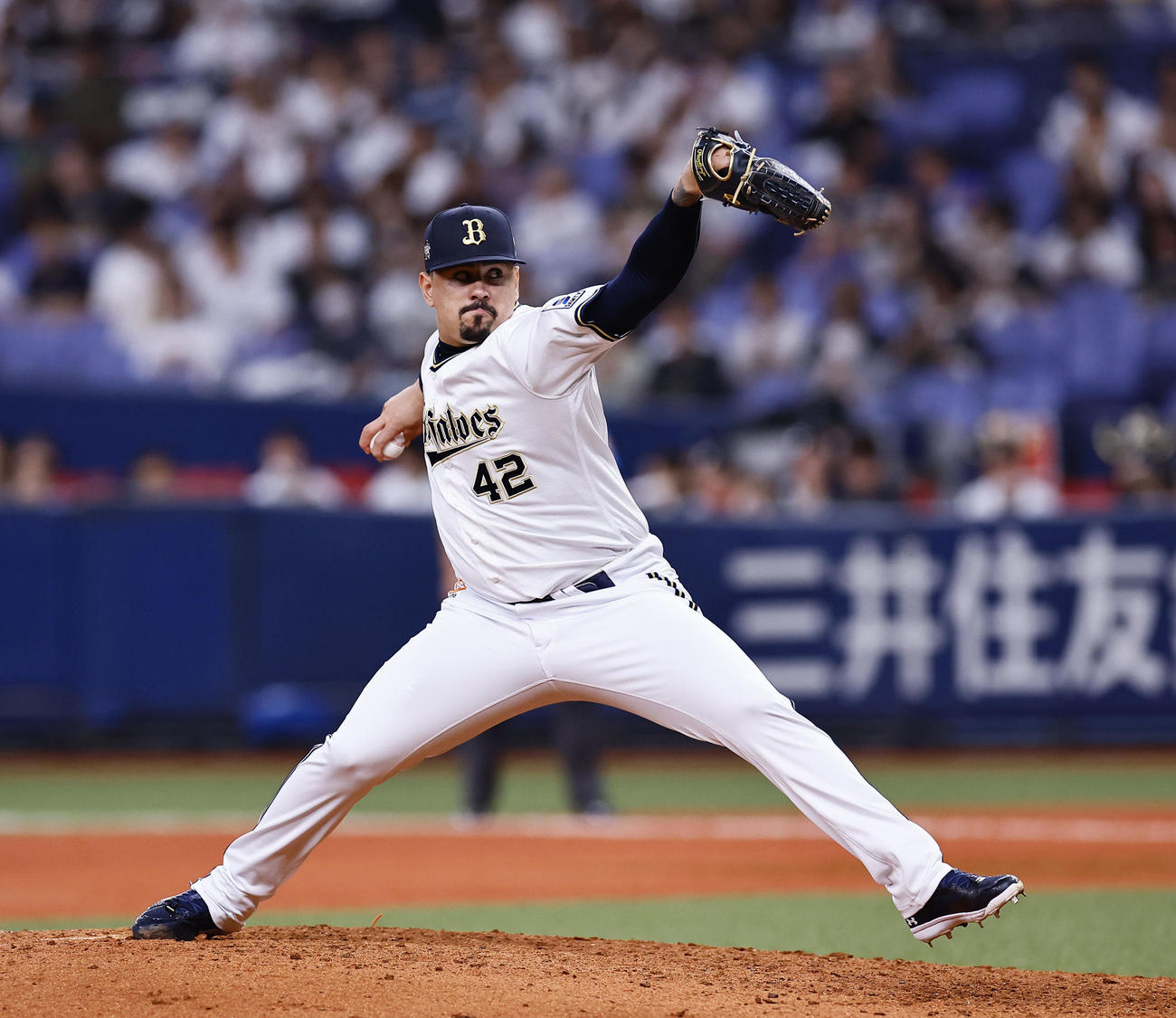オリックス対ソフトバンク　9回に登板したオリックスのマチャド（撮影・藤尾明華）