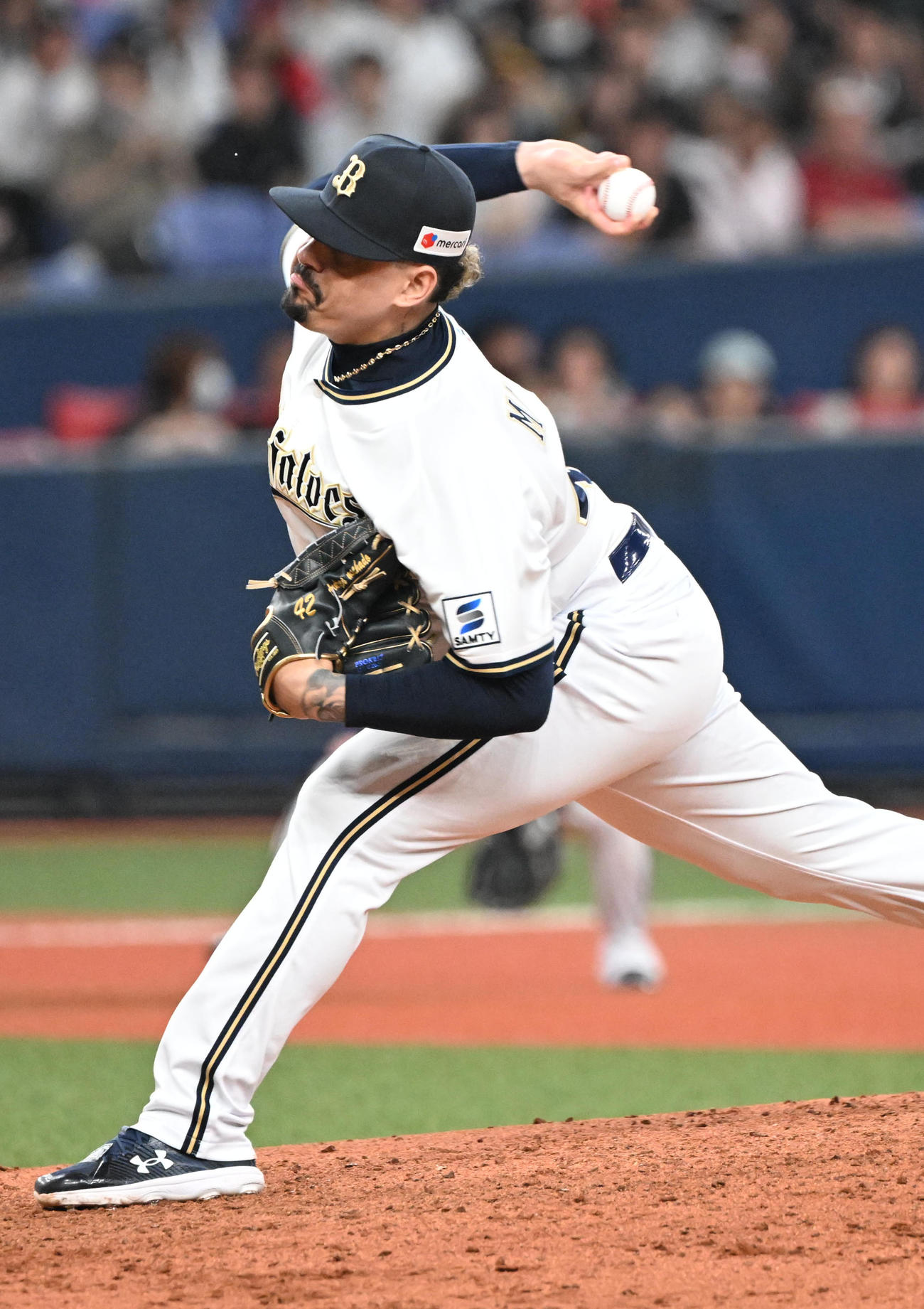 オリックス対ソフトバンク　9回に登板するオリックスのマチャド（撮影・和賀正仁）