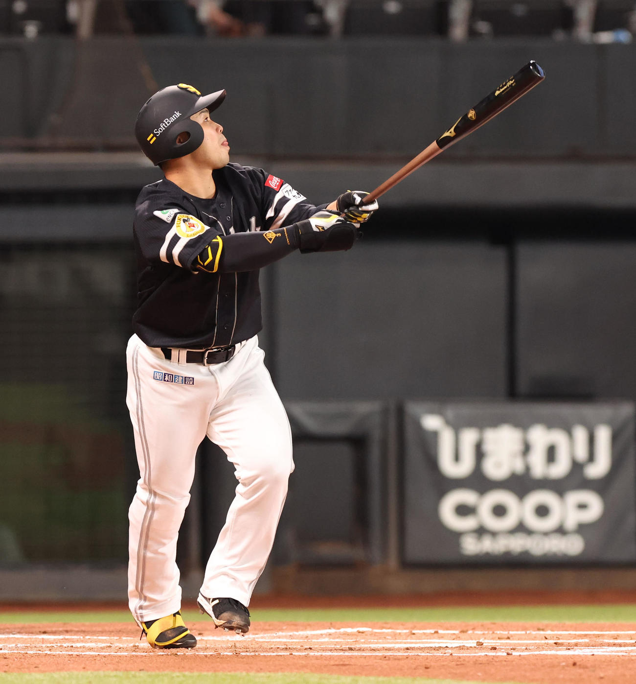 日本ハム対ソフトバンク　2回表ソフトバンク1死、近藤は左越え本塁打を放つ（撮影・佐藤翔太）