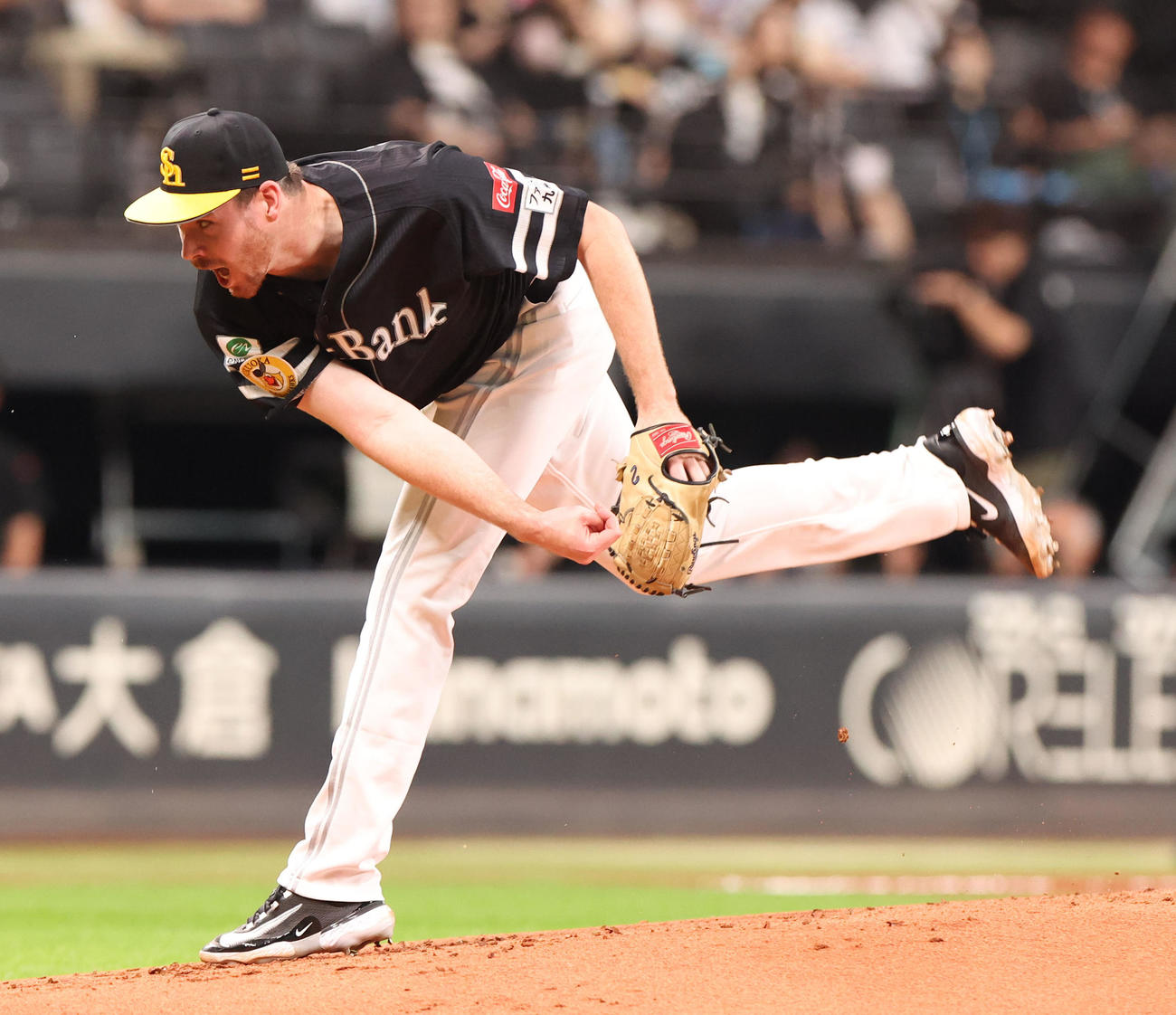 日本ハム対ソフトバンク　ソフトバンク先発のスチュワート（撮影・佐藤翔太）