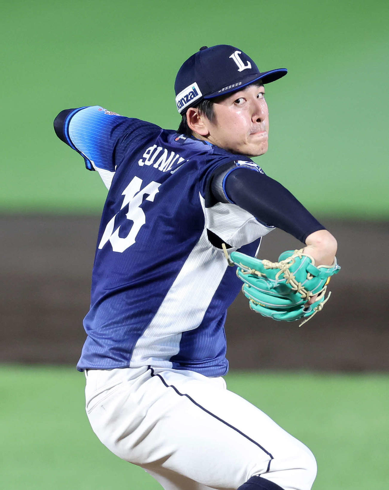 楽天対西武　力投する西武先発の隅田（撮影・鈴木正人）