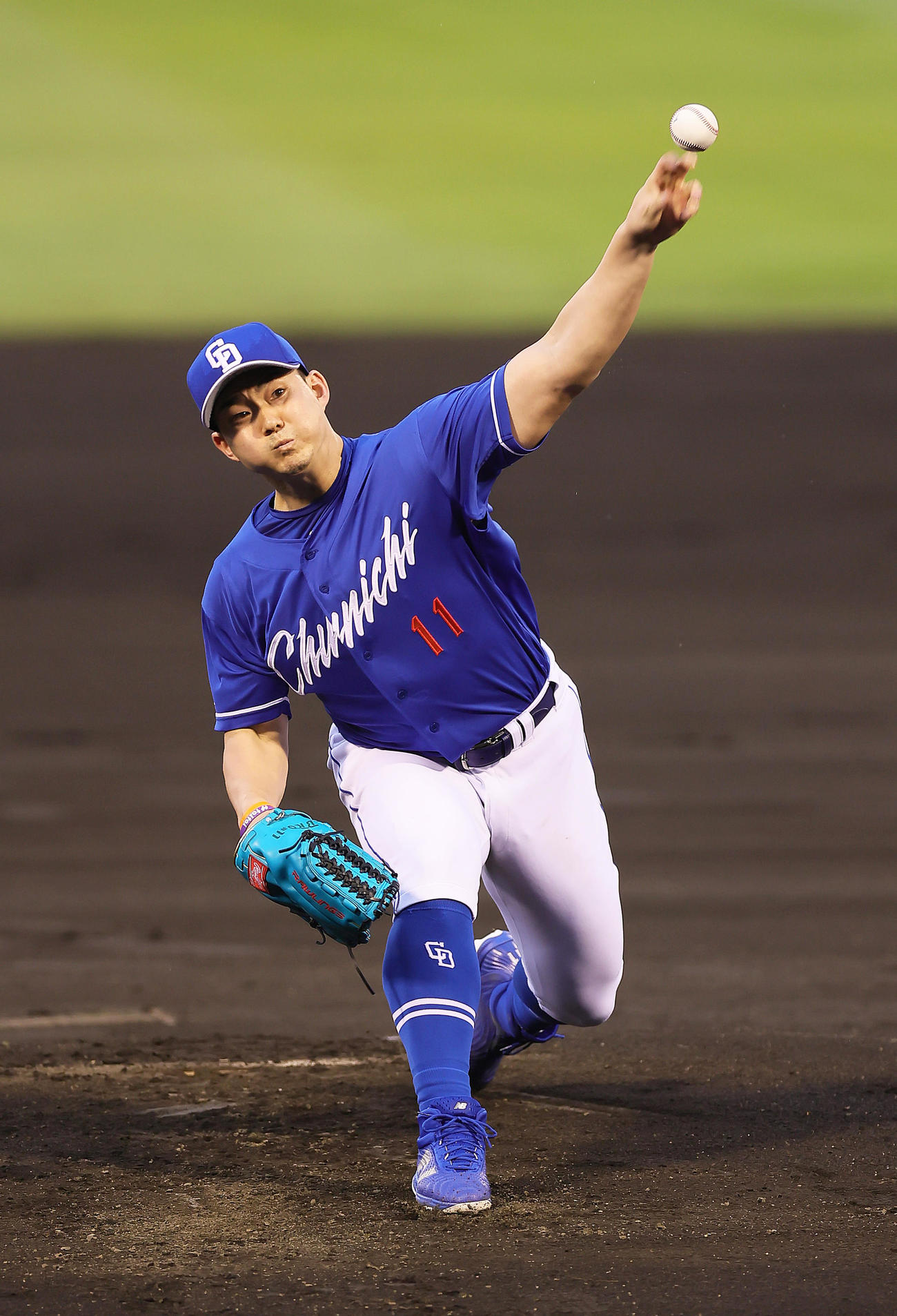 巨人対中日　中日先発の小笠原（撮影・足立雅史）