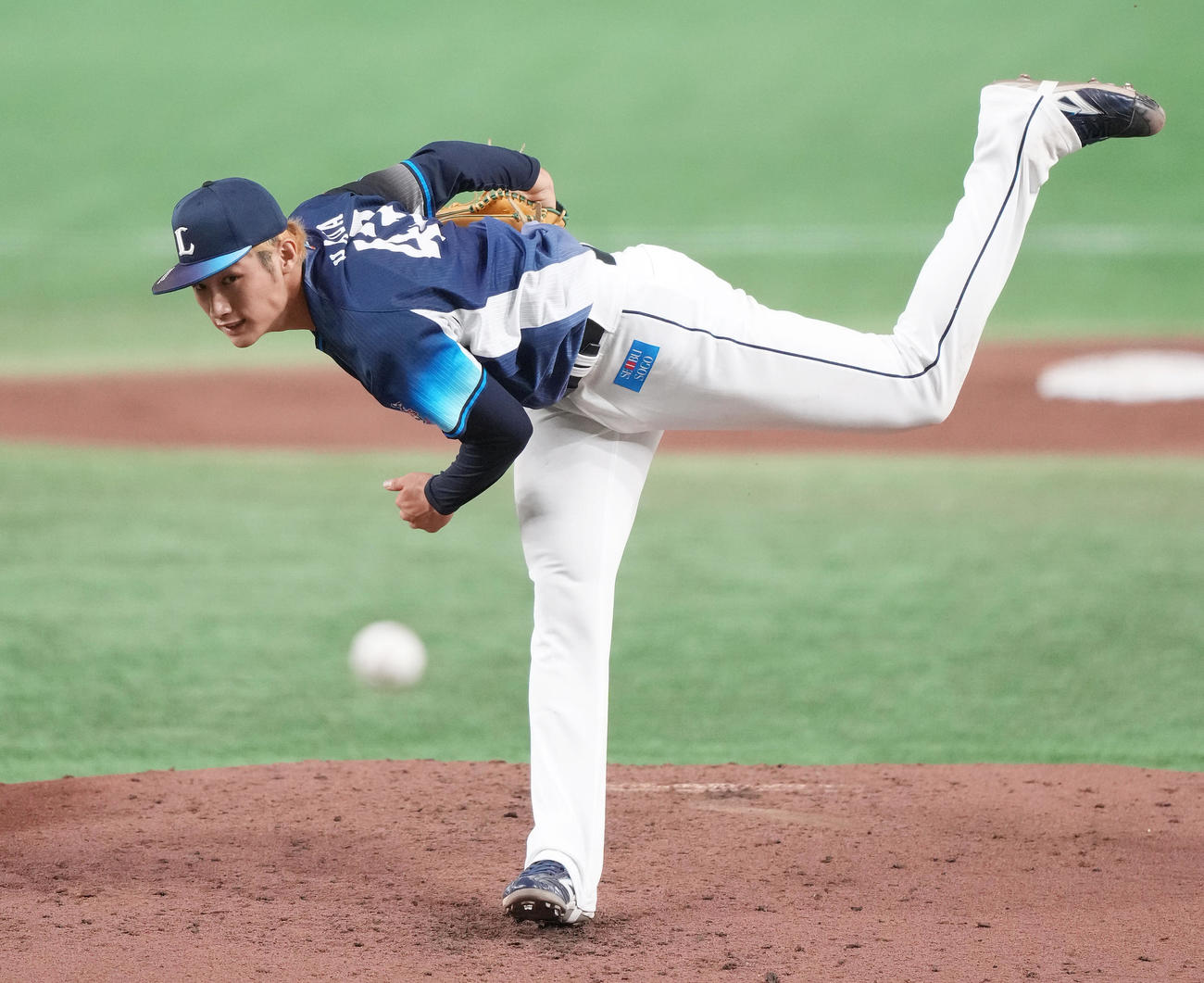 ソフトバンク対西武　先発し力投する西武羽田（撮影・鈴木みどり）