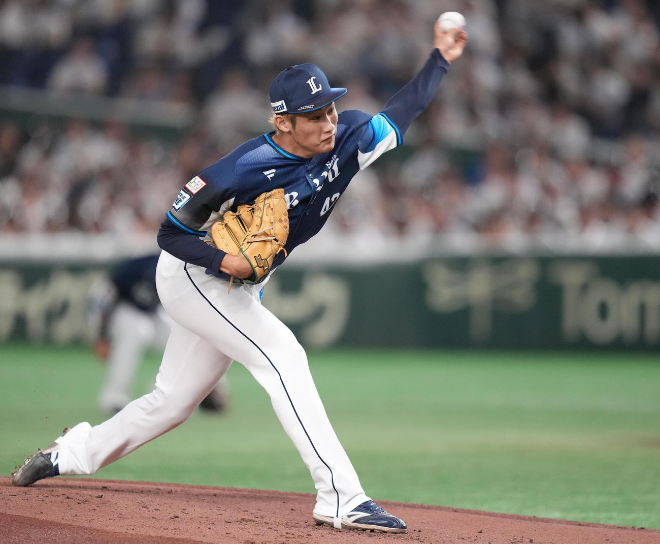 ソフトバンク対西武　力投する西武先発の羽田（撮影・鈴木みどり）