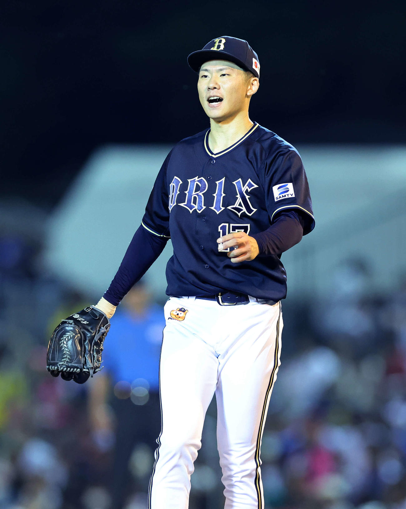 楽天対オリックス　7回裏楽天1死、太田から三振を奪い満足そうな表情を見せるオリックス曽谷（撮影・鈴木正人）