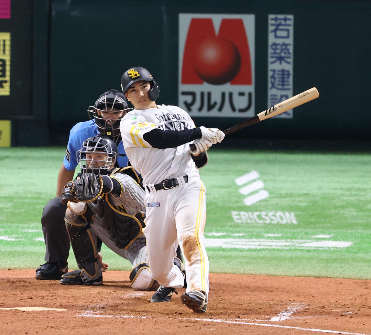 6月14日、阪神戦の5回、先制本塁打を放ったソフトバンク広瀬