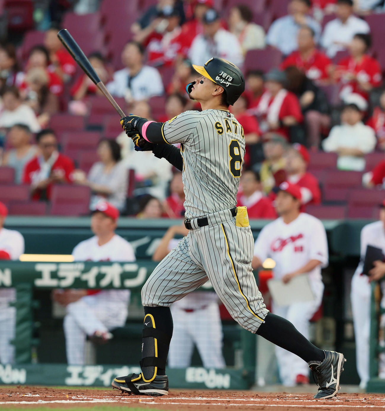 広島対阪神　2回表阪神1死、佐藤輝は右越えソロ本塁打を放つ（撮影・加藤哉）