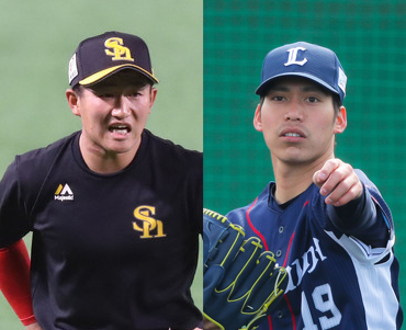 ソフトバンク野村大樹（左）と西武育成の斉藤大将