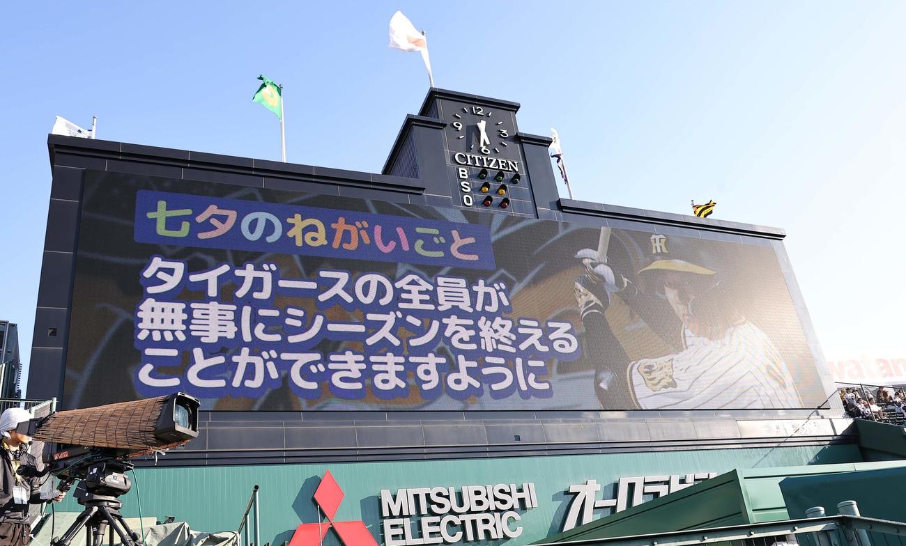 阪神対DeNA　大山悠輔の七夕の願い事（撮影・上田博志）