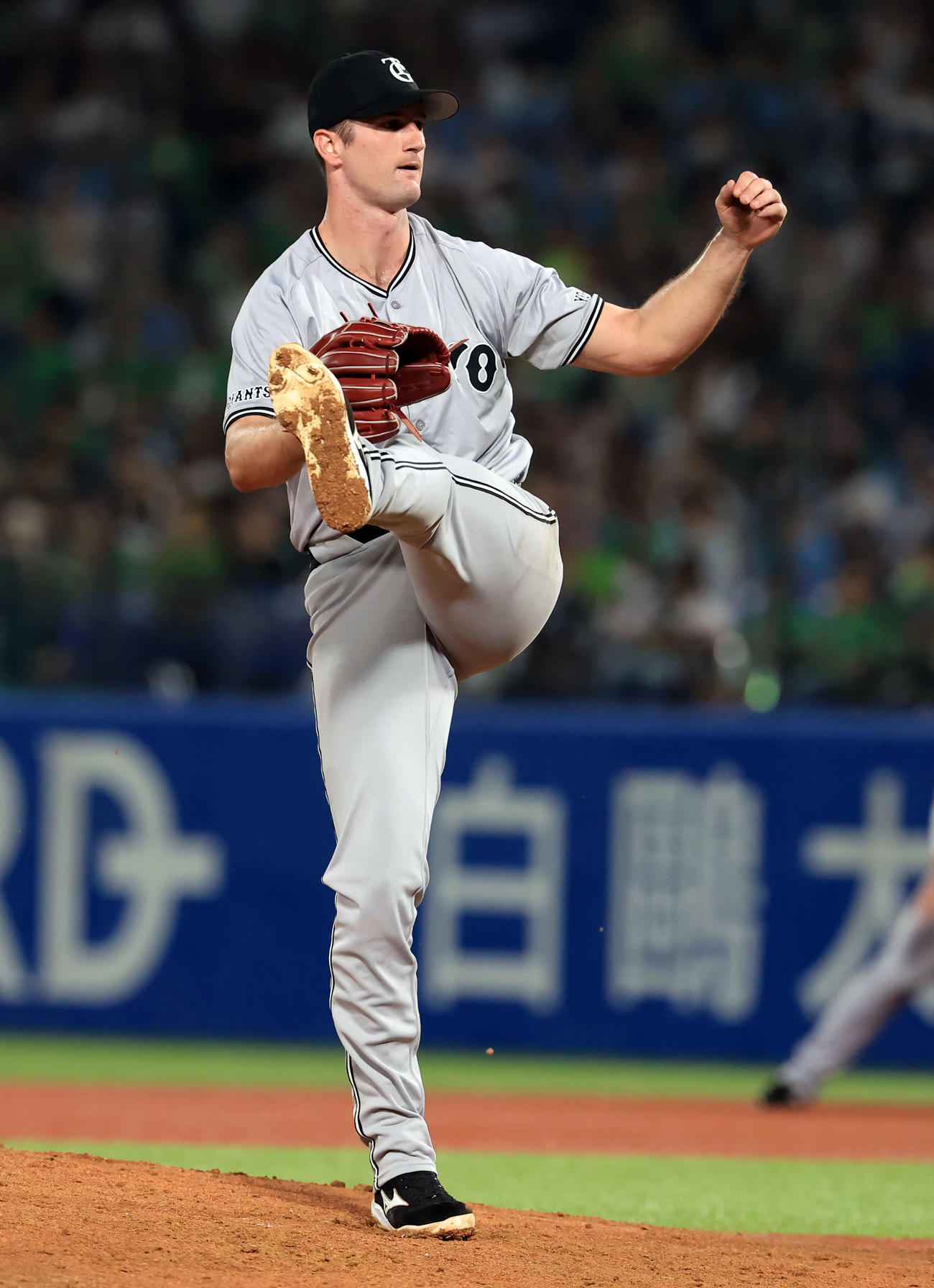 ヤクルト対巨人　5回裏ヤクルトの攻撃で力投を続けるグリフィン（撮影・浅見桂子）