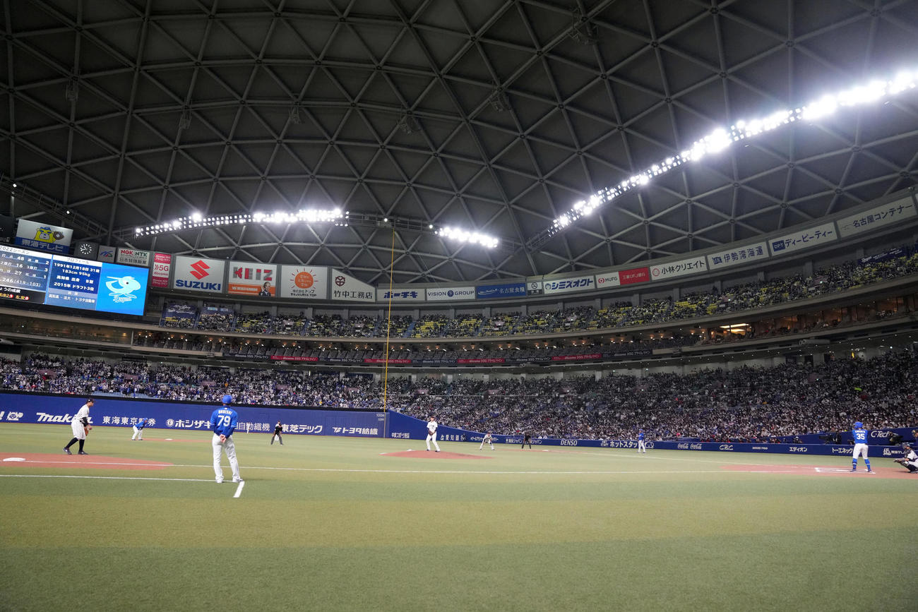侍ジャパン対中日　試合後にタイブレークの練習が行われた（2023年3月3日撮影）