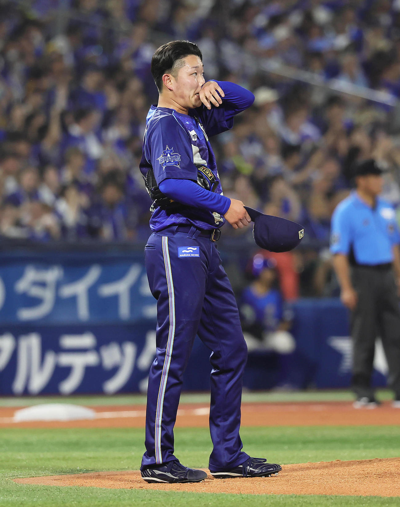 DeNA対中日　6回表中日2死一塁、板山に右越え2点本塁打を浴びた石田裕（撮影・足立雅史）