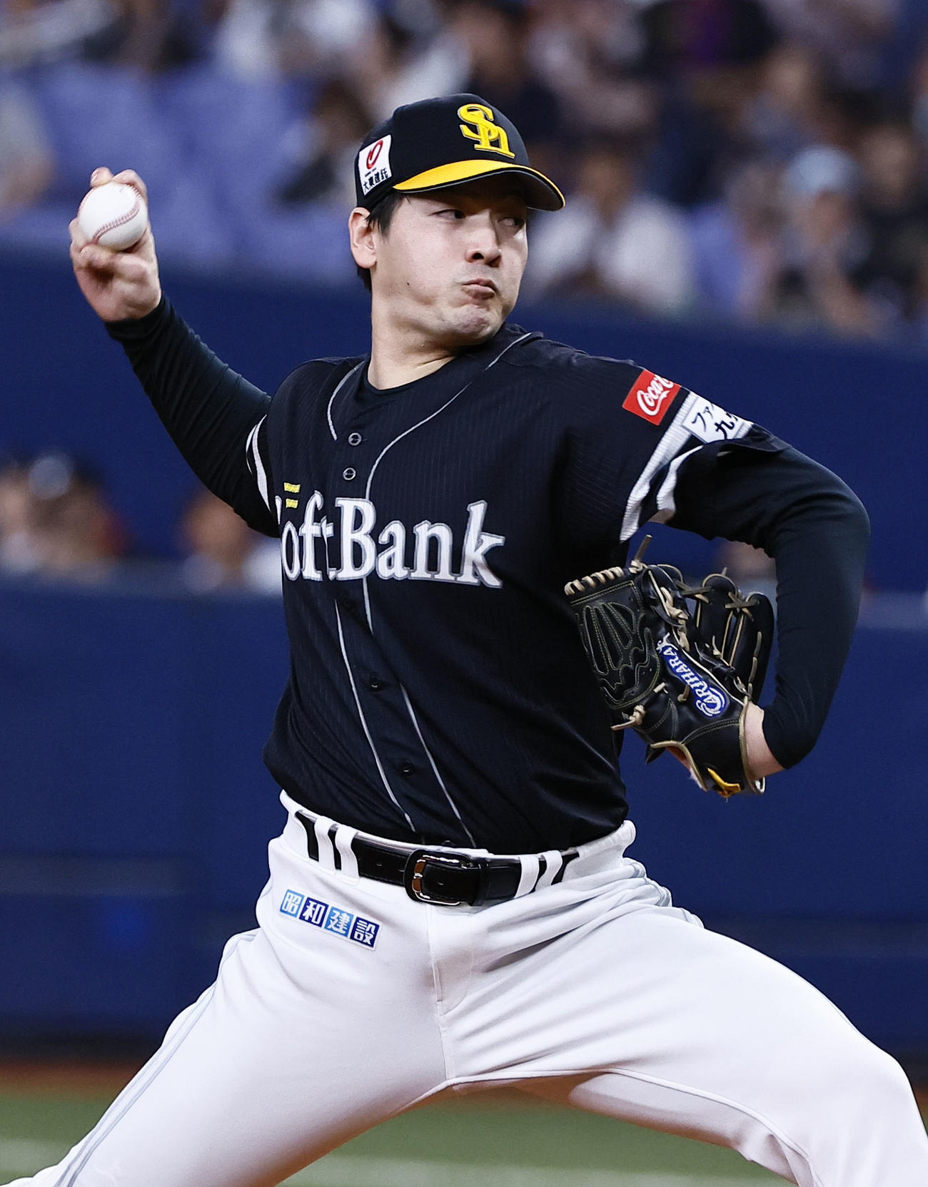 オリックス対ソフトバンク　ソフトバンク先発の有原（撮影・藤尾明華）