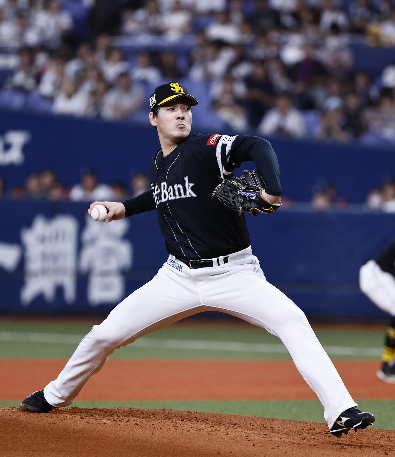 オリックス対ソフトバンク　ソフトバンク先発の有原（撮影・藤尾明華）