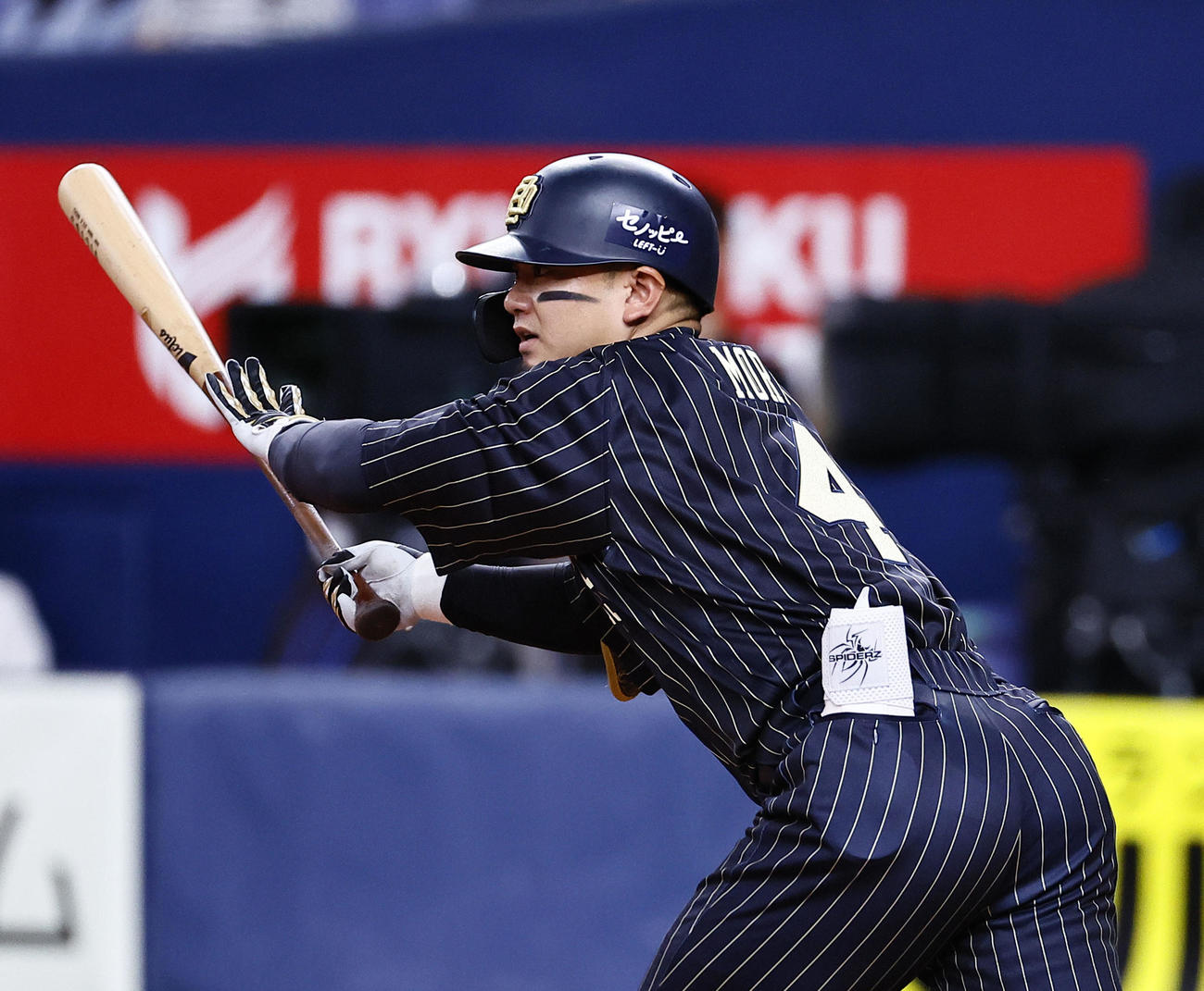 オリックス対ソフトバンク　1回裏オリックス2死三塁、森は中前に先制の適時打を放つ（撮影・藤尾明華）