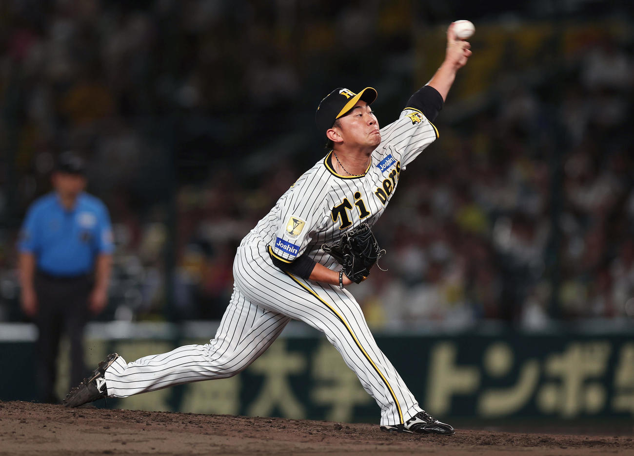 阪神対ヤクルト　阪神2番手で登板する桐敷（撮影・前田充）