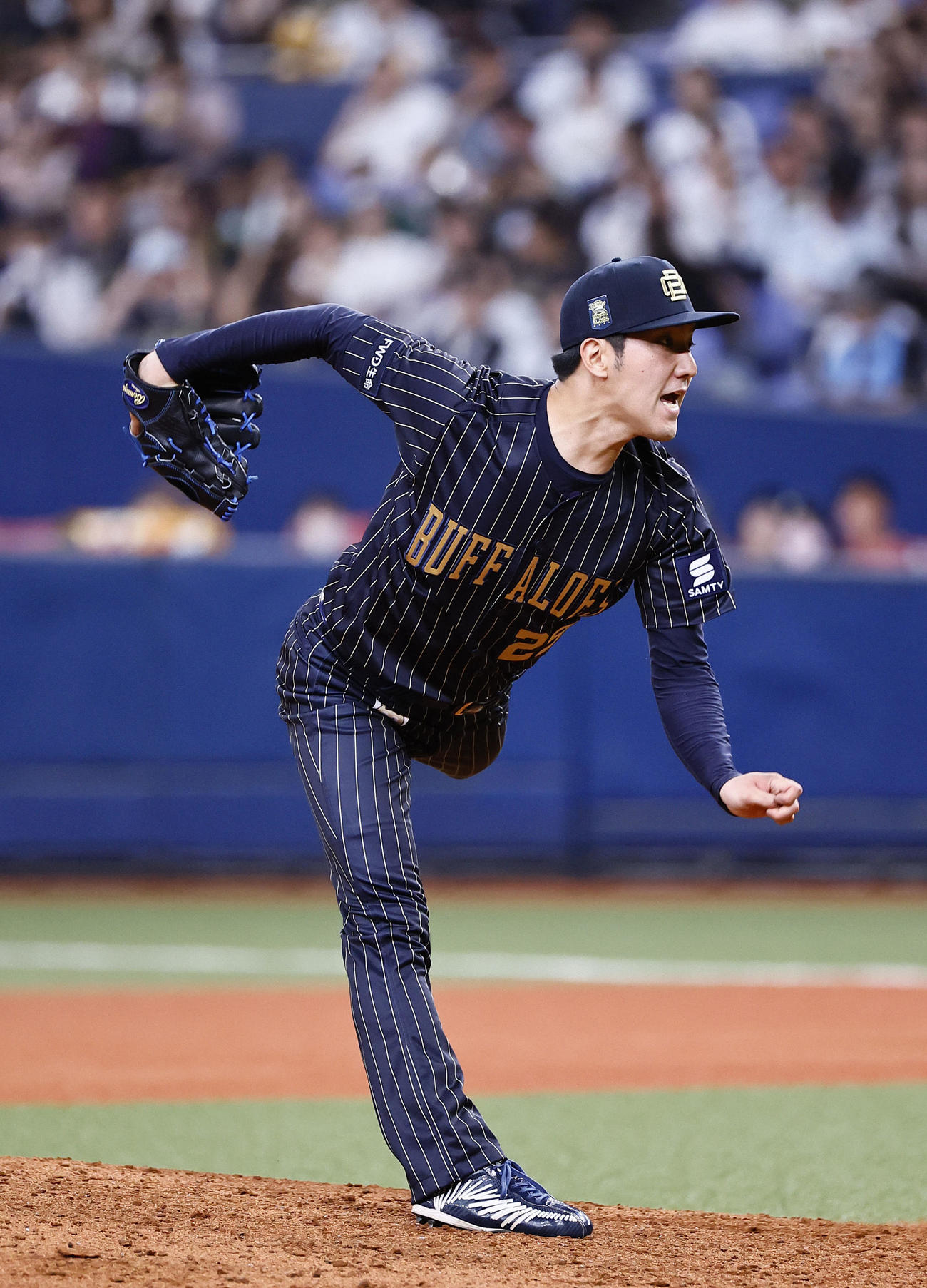 オリックス対ソフトバンク　7回、好投を見せるオリックス田嶋（撮影・藤尾明華）