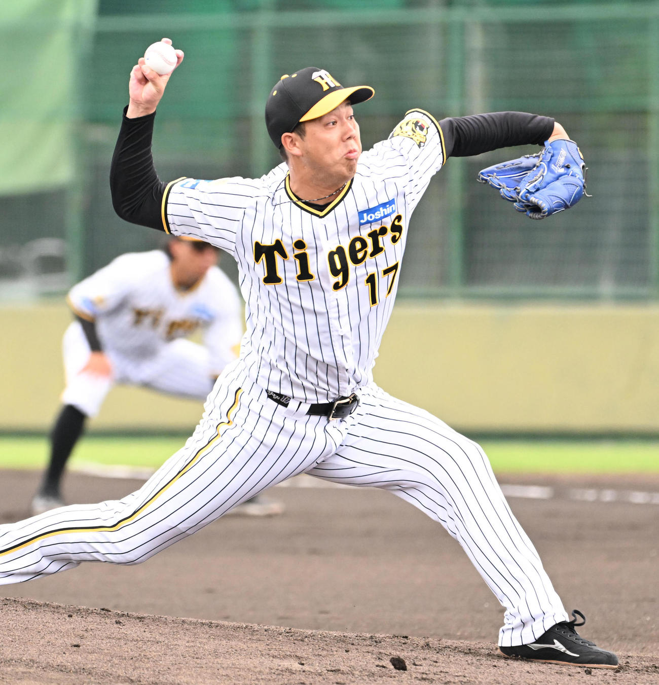 阪神対くふうハヤテ　阪神先発の青柳（撮影・石井愛子）
