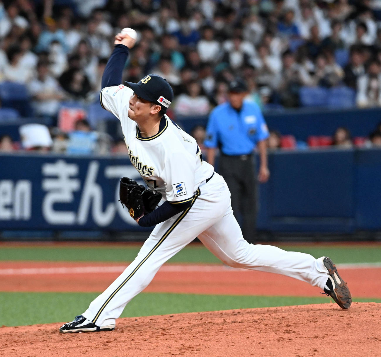 オリックス対ソフトバンク　オリックス2番手の古田島（撮影・前岡正明）