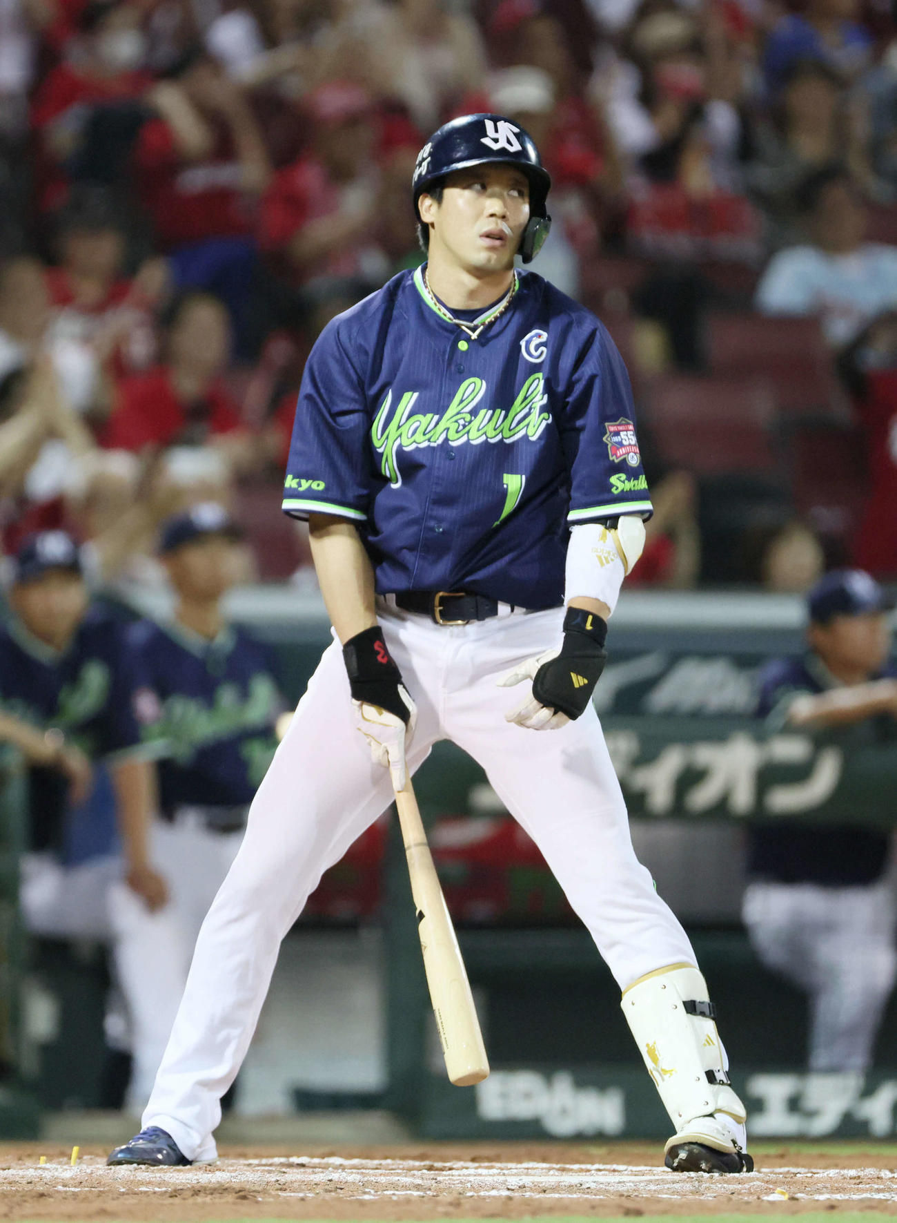 広島対ヤクルト　9回表ヤクルト1死二塁、代打の山田は見逃し三振（撮影・加藤孝規）