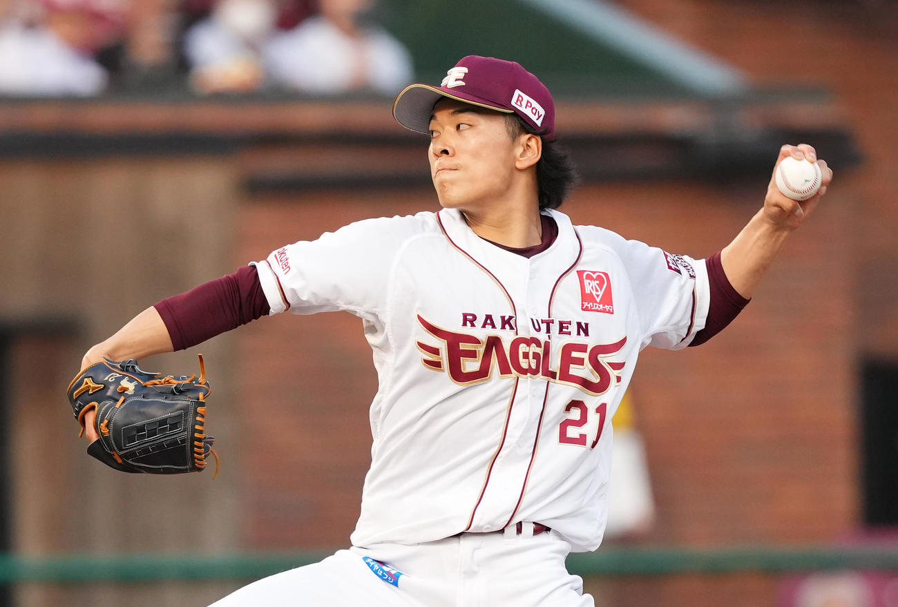 楽天対西武　楽天先発の早川（撮影・菅敏）