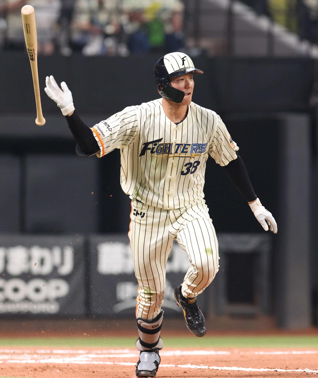日本ハム対ソフトバンク　10回裏日本ハム1死、石井は同点となる右越え本塁打を放つ（撮影・佐藤翔太）
