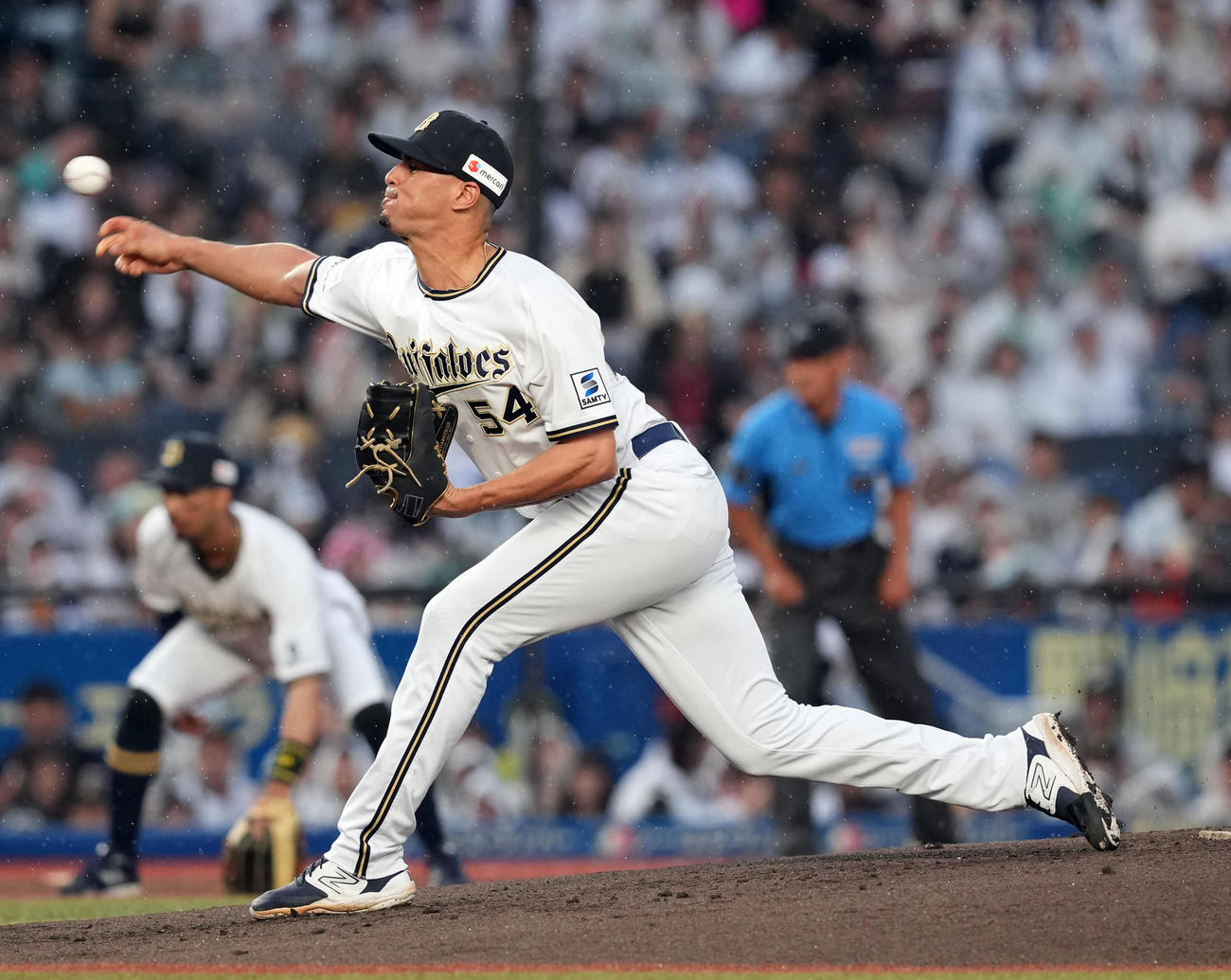 ロッテ対オリックス　オリックスの先発カスティーヨ（撮影・たえ見朱実）