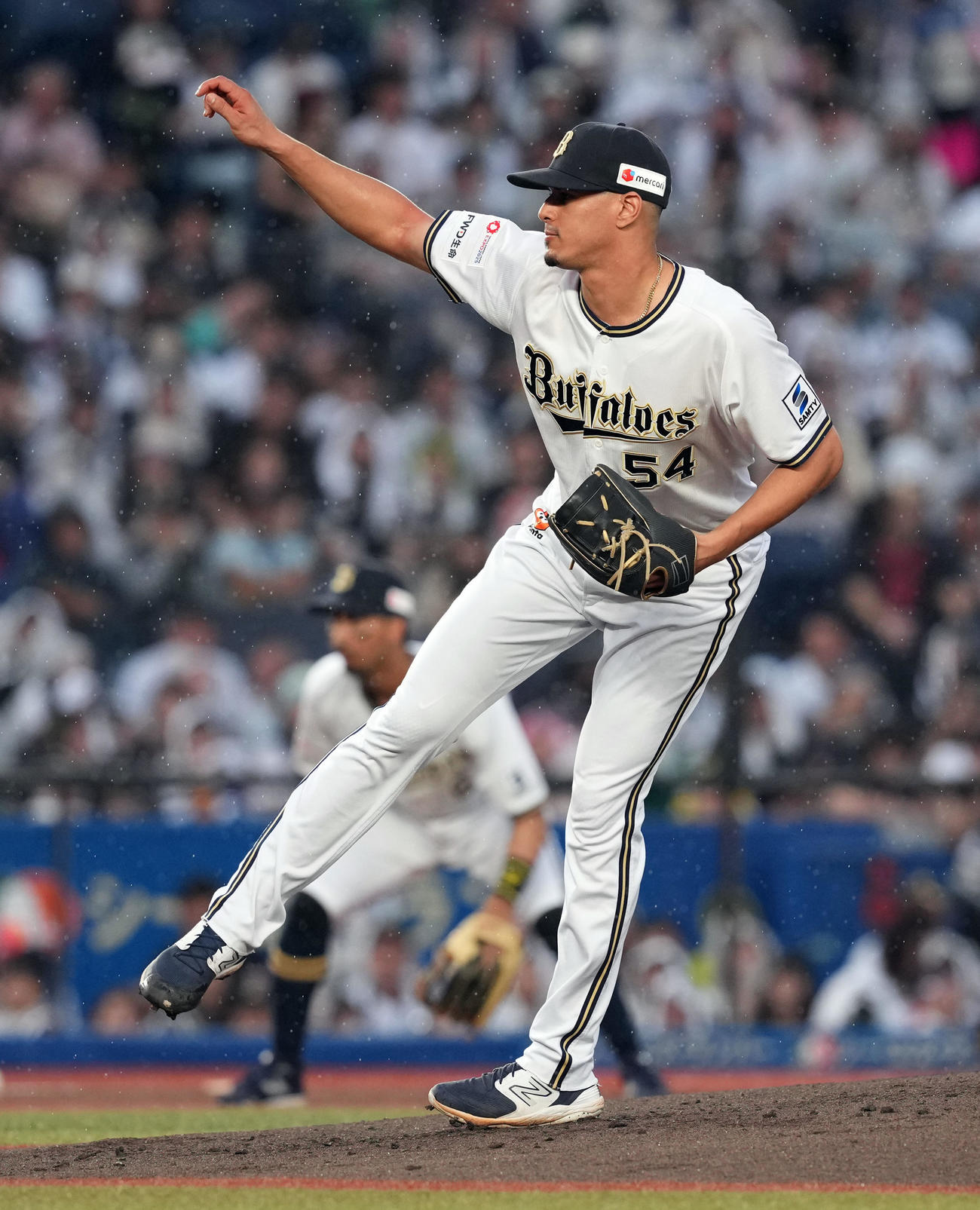 ロッテ対オリックス　オリックスの先発カスティーヨ（撮影・たえ見朱実）