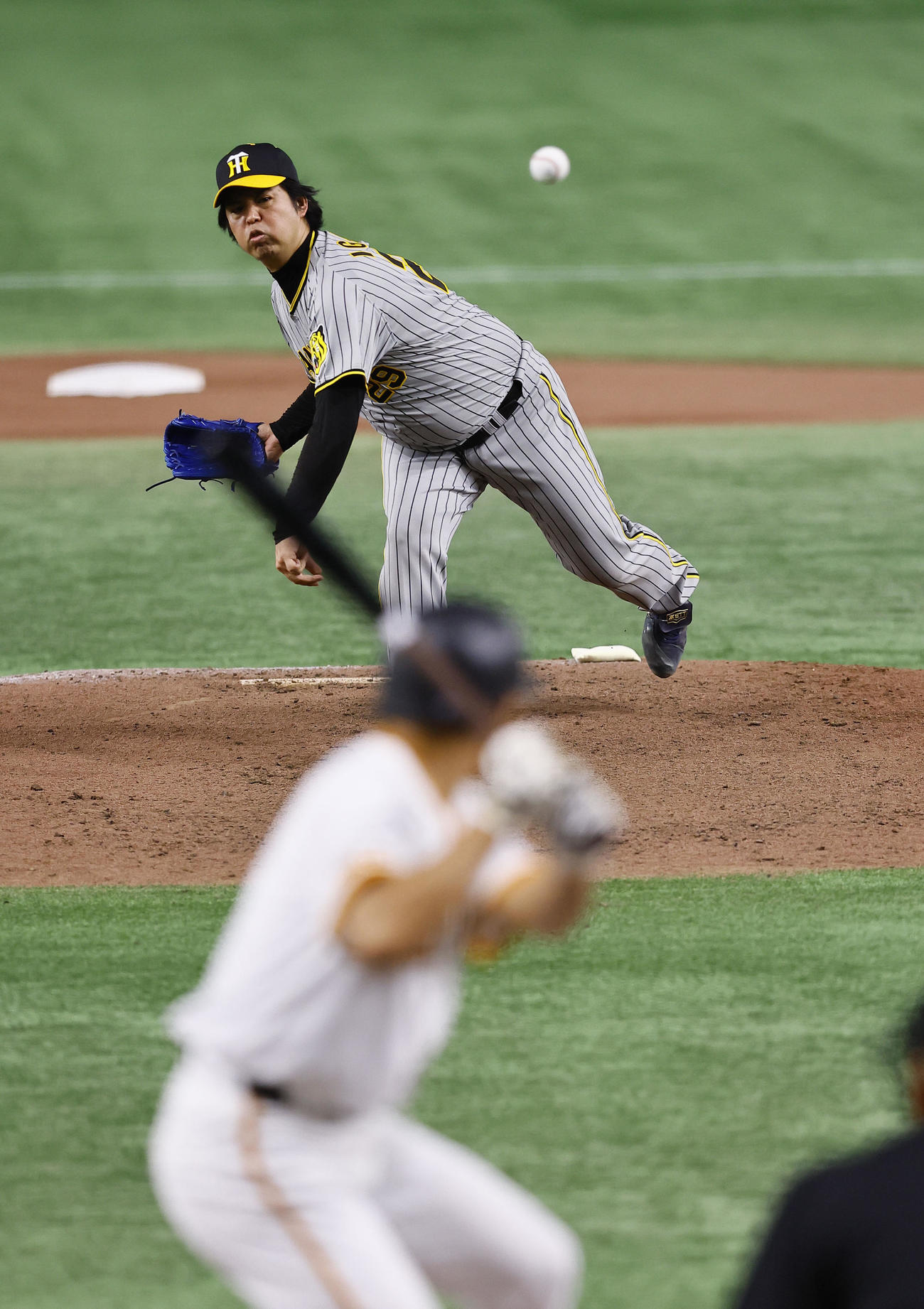 OB戦　巨人阪神　1回、阪神OB先発の井川慶氏（撮影・藤尾明華）