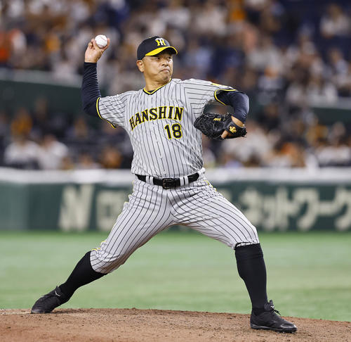 OB戦 巨人阪神 3回、登板した阪神OBの藪恵壹氏(撮影・藤尾明華)