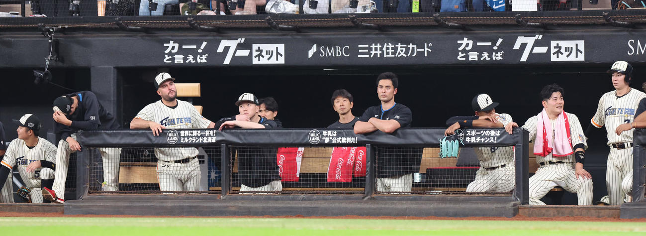 日本ハム対楽天　意気消沈の日本ハムベンチ（撮影・佐藤翔太）