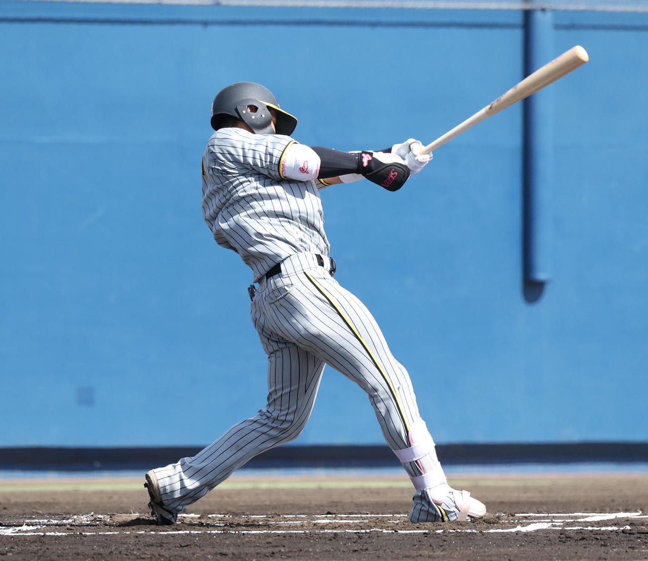 ウエスタンリーグオリックス対阪神　ウエスタンリーグオリックス対阪神　6回表阪神1死、中前打を放つ木浪（撮影・白石智彦）