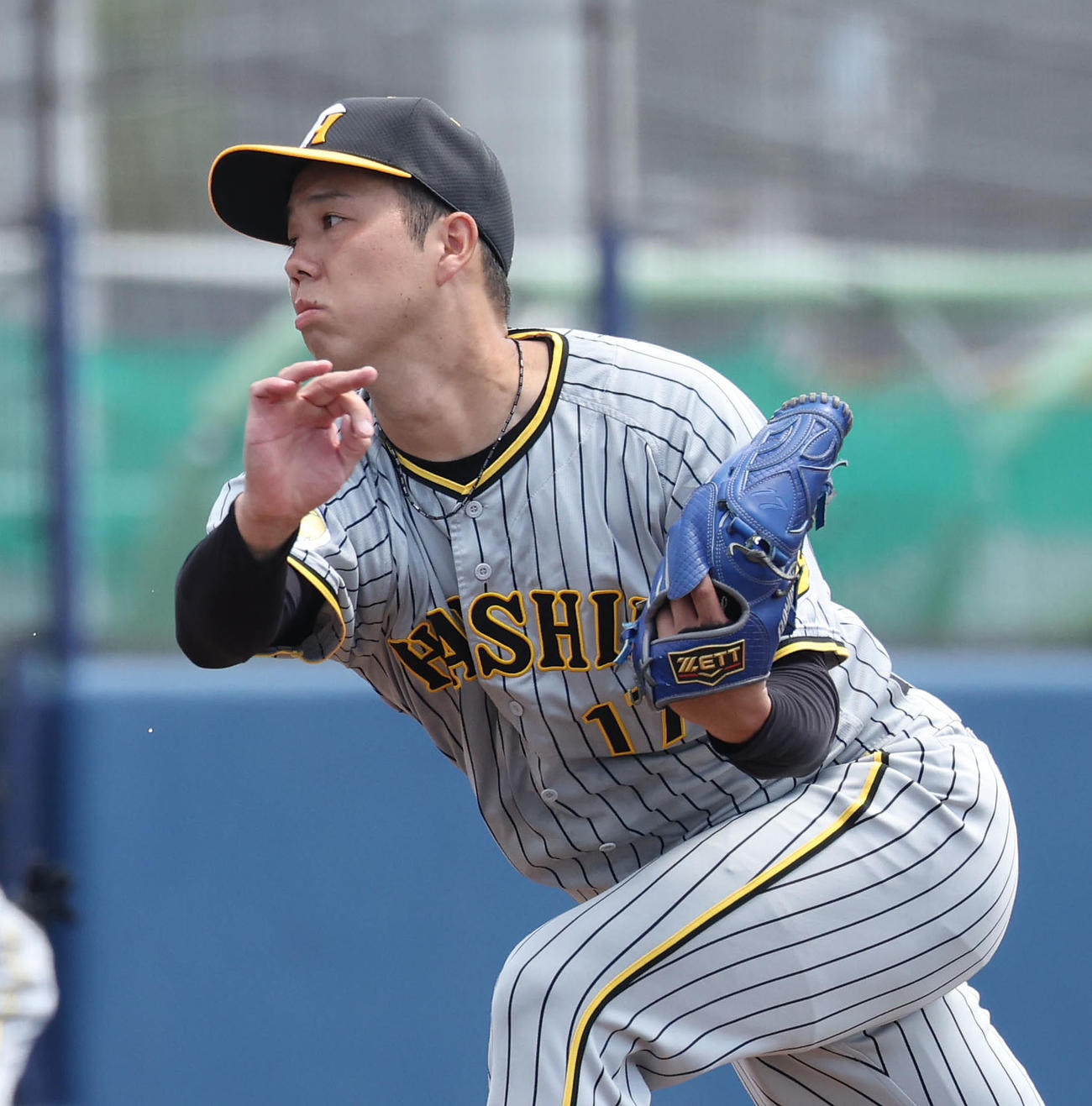 ウエスタンリーグオリックス対阪神　オリックス戦に先発する阪神青柳（撮影・白石智彦）