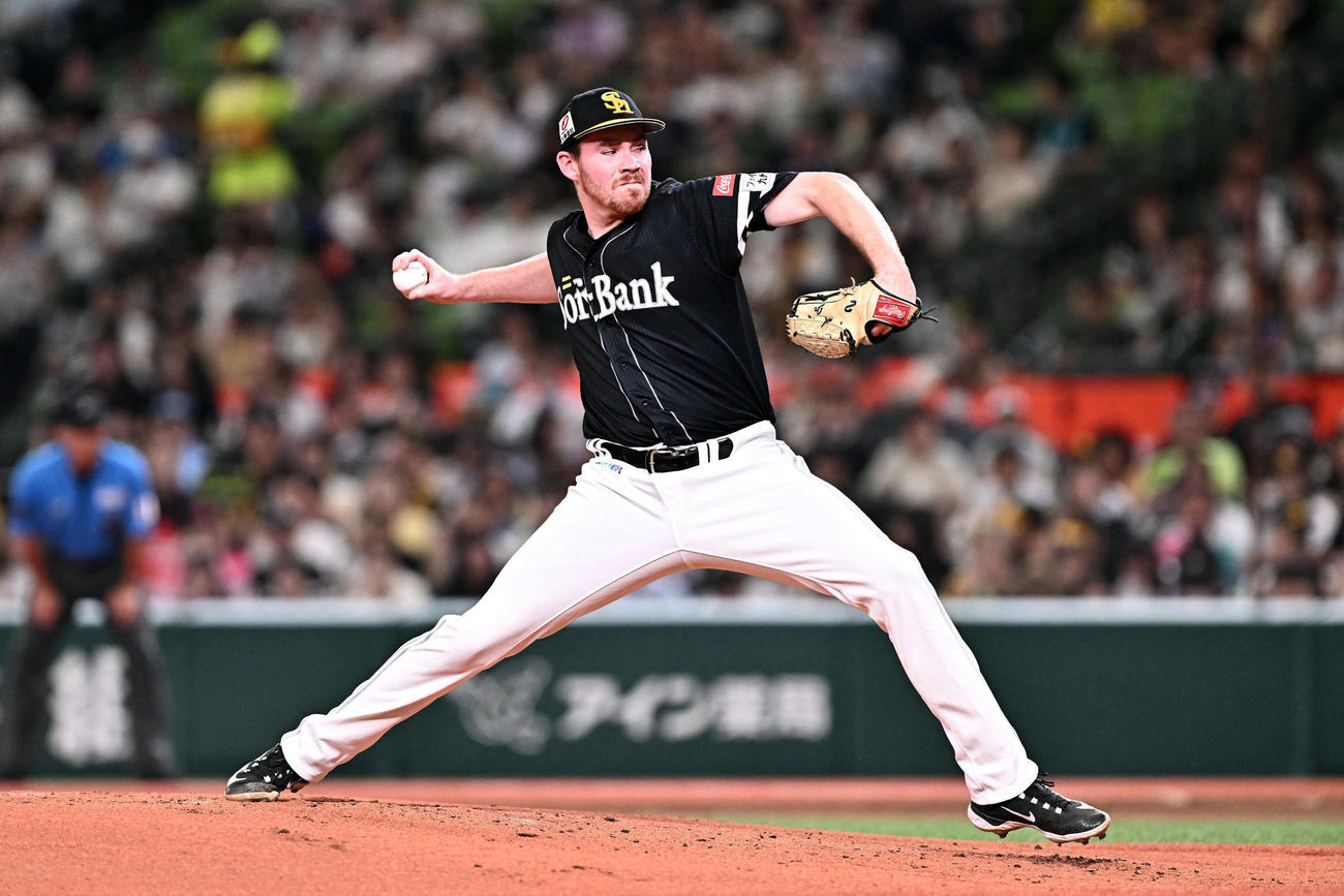 西武対ソフトバンク　ソフトバンク先発のスチュワート（撮影・滝沢徹郎）