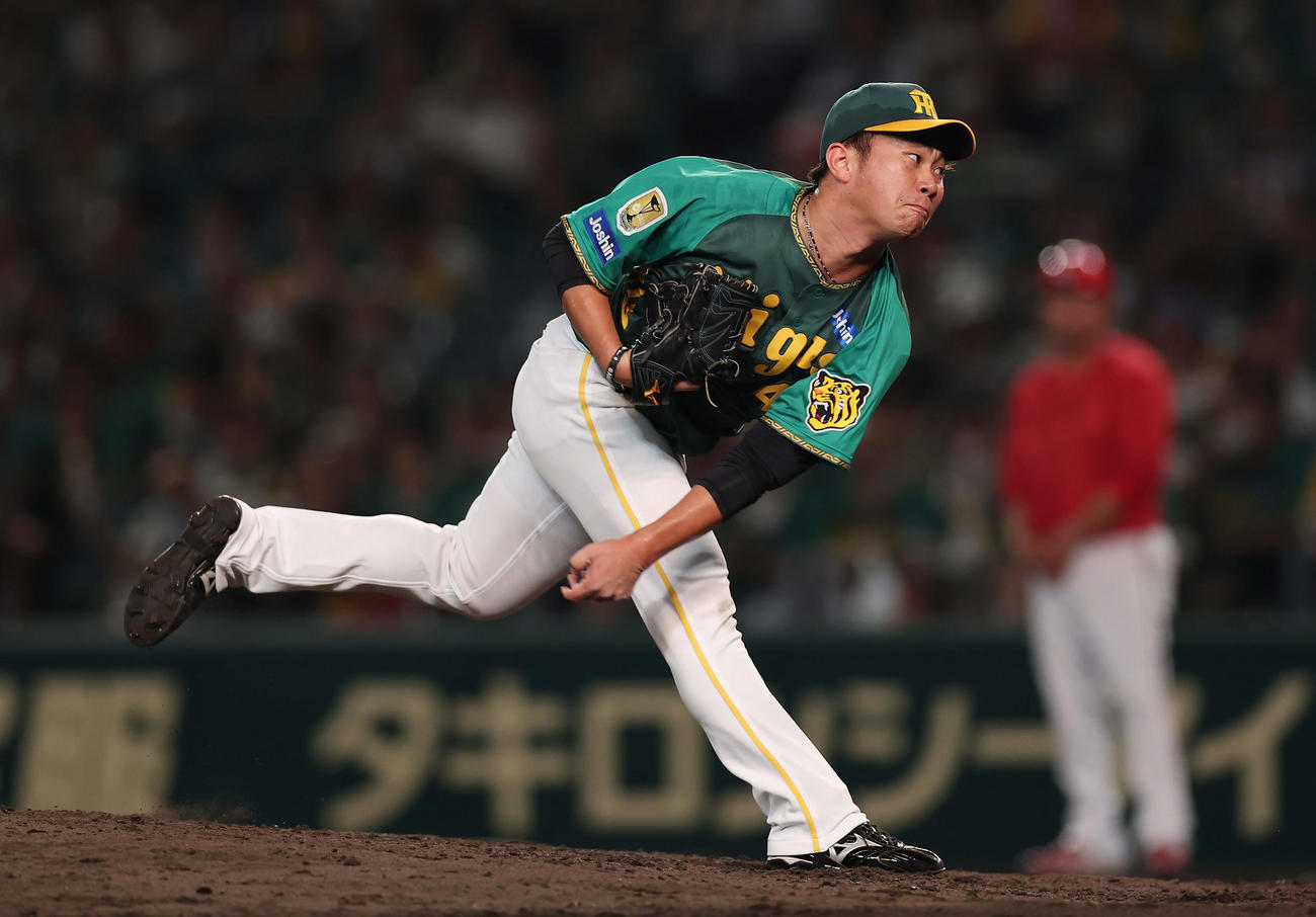 阪神対広島　力投する阪神2番手の桐敷（撮影・前田充）