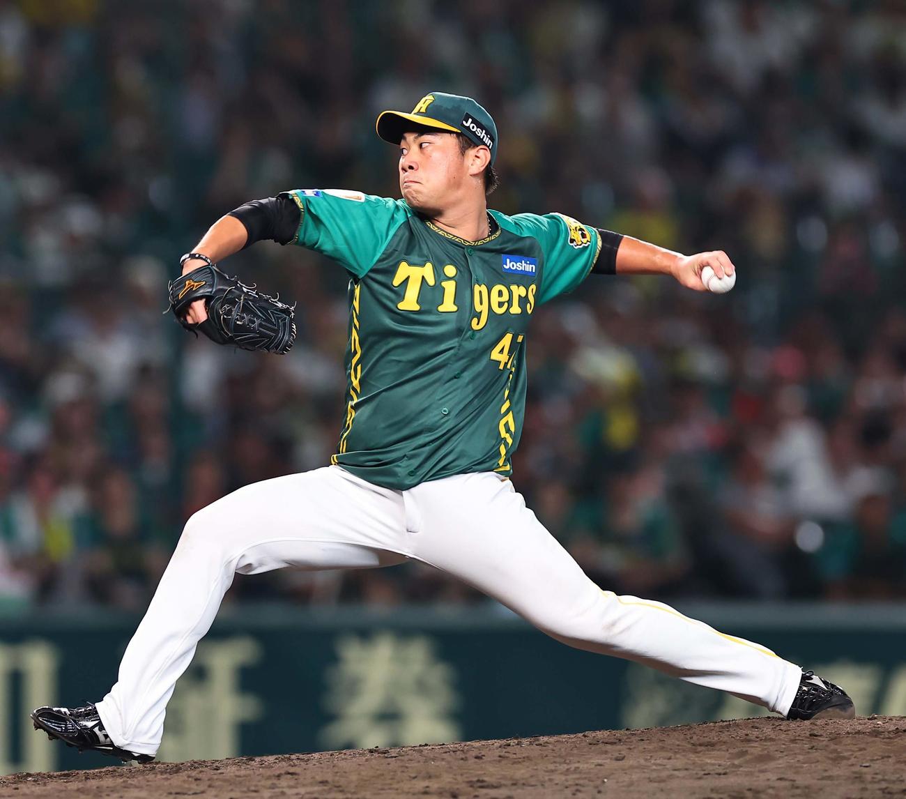 阪神対広島　阪神2番手の桐敷（撮影・上田博志）