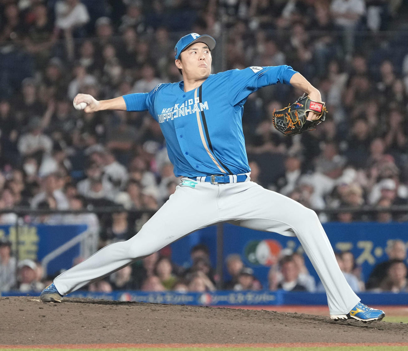 ロッテ対日本ハム　日本ハム3番手で登板した田中（撮影・小沢裕）