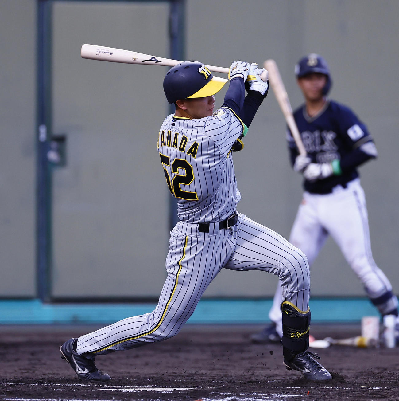 全イ対全ウ　3回表全ウ無死、山田は左前打を放つ（撮影・藤尾明華）