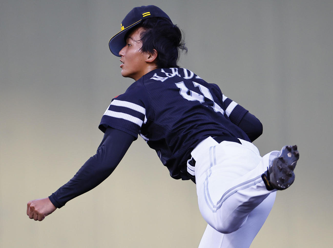 全イ対全ウ　全ウ先発の前田悠（撮影・藤尾明華）