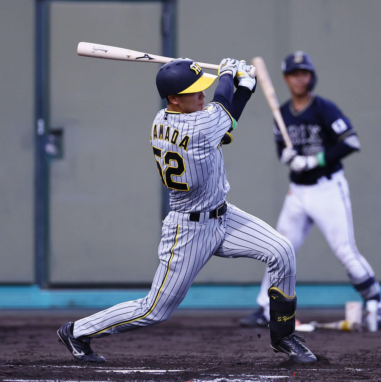 全イ対全ウ　3回表全ウ1死、山田は中前打を放つ（撮影・藤尾明華）