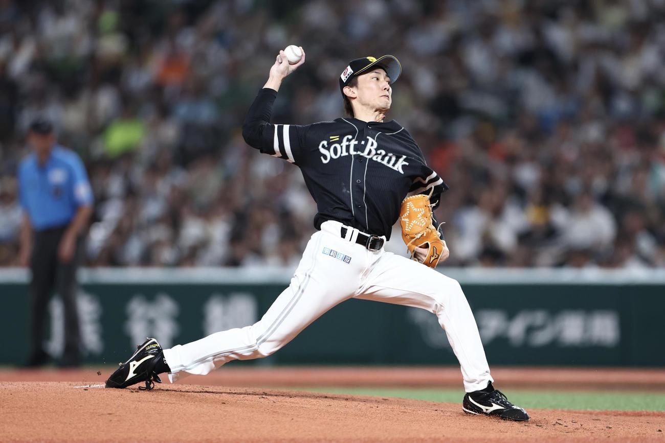 西武対ソフトバンク　先発登板するソフトバンク大津（撮影・河田真司）