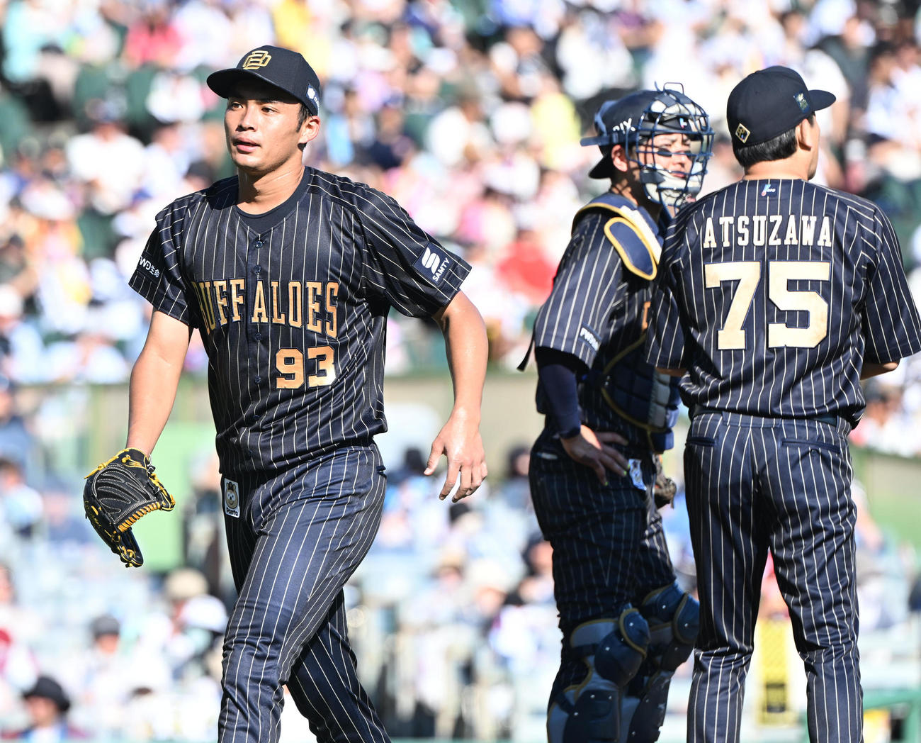 オリックス対楽天　2回途中で降板するオリックス佐藤（撮影・和賀正仁）